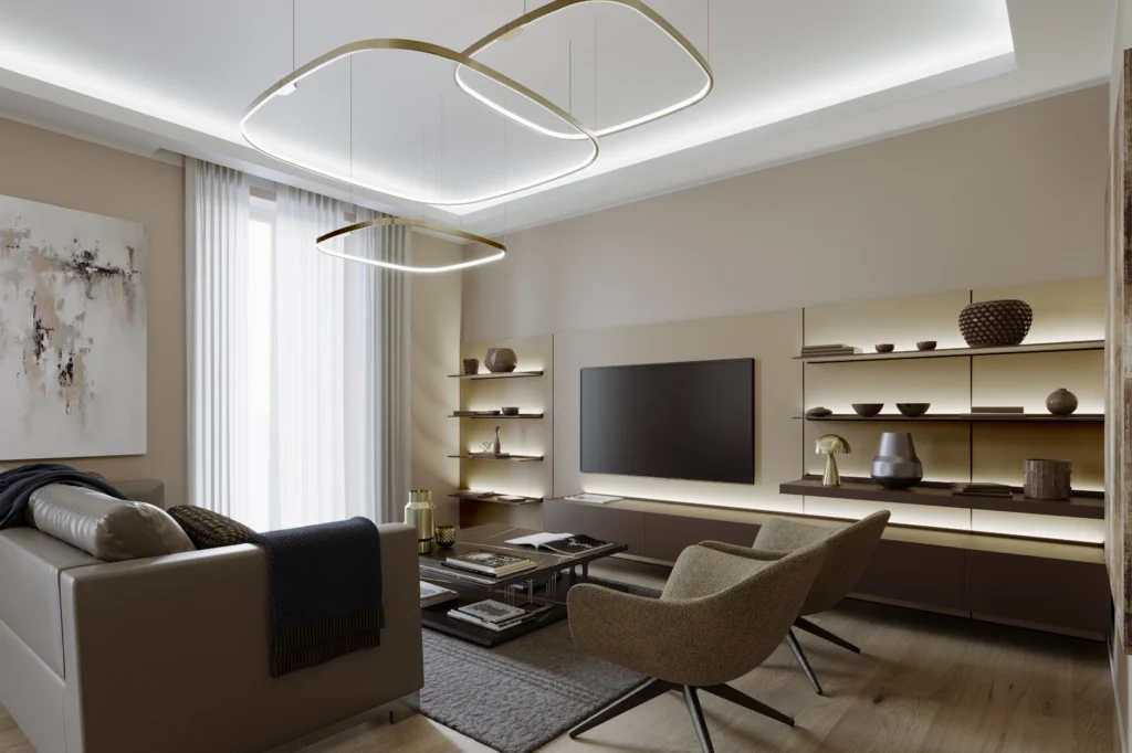 Salón de piso reformado en Barcelona con diseño contemporáneo – Proyecto Córcega de Cristina Kamacho